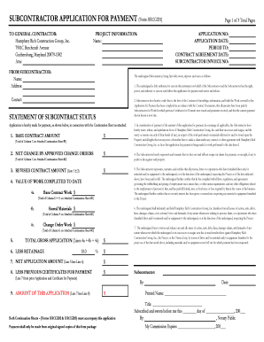 Subcontractor Application for Payment