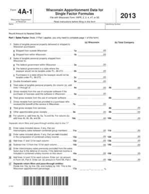 Wisconsin Form 4A-1 Apportionment Data