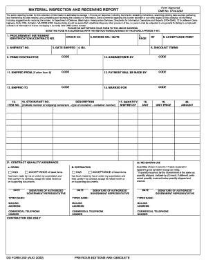 Material Inspection and Receiving Report