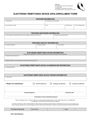 California Denti-Cal Electronic Remittance Advice Enrollment Form