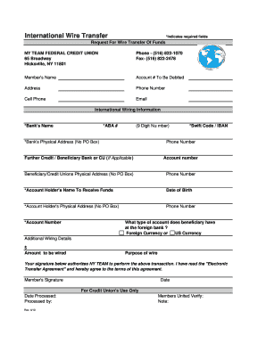 International Wire Transfer Request Form