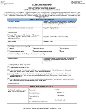 DOE F 531 Privacy Act Information Request