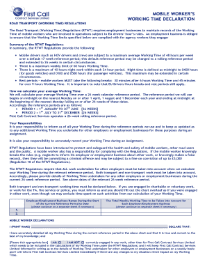 Mobile Worker Working Time Declaration
