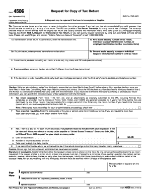 IRS Form 4506 Request for Copy of Tax Return