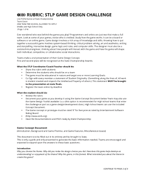 STLP Game Design Challenge Rubric