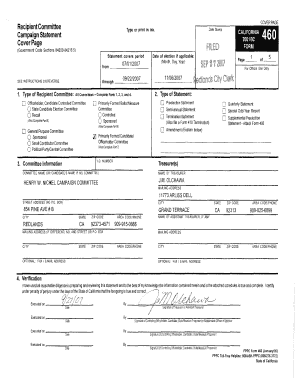 California Campaign Disclosure Statement