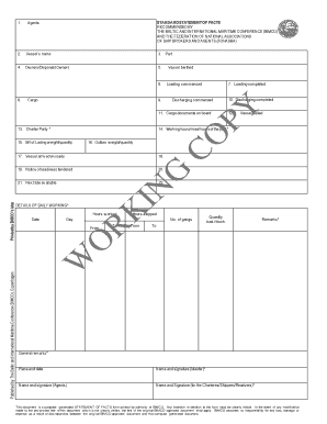BIMCO Statement of Facts Form