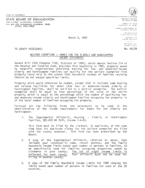 Supplemental Affidavit for Welfare Exemption