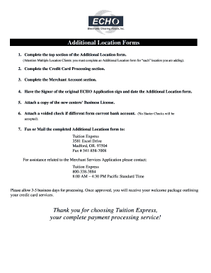 Additional Location Form