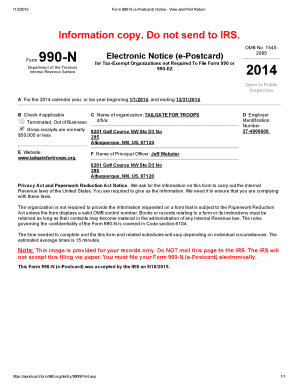 Form 990-N (e-Postcard) for Tax-Exempt Organizations