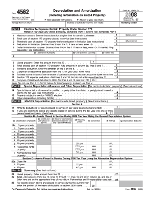 IRS Form 4562 Depreciation and Amortization