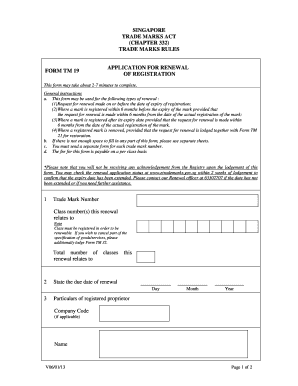 Singapore Trademark Renewal Form