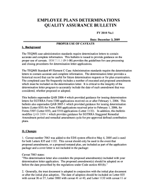 IRS Employee Plans Determinations Quality Assurance Bulletin