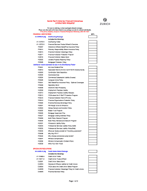 Zurich Financial Institutions Literature Request Form