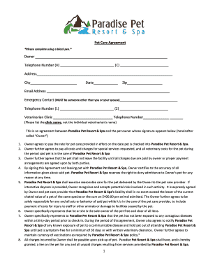 Pet Care Agreement