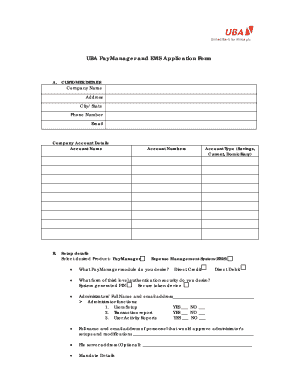 UBA PayManager and EMS Application Form