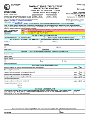 California Law Enforcement Complaint Form