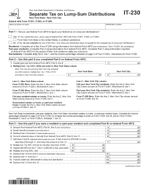 New York State Separate Tax on Lump-Sum Distributions IT-230