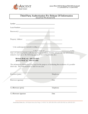 Third Party Authorization For Release Of Information