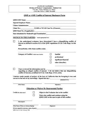 QME/AME Conflict of Interest Disclosure Form