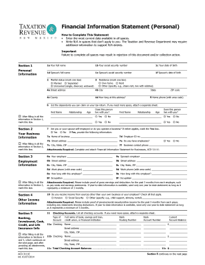 Personal Financial Information Statement