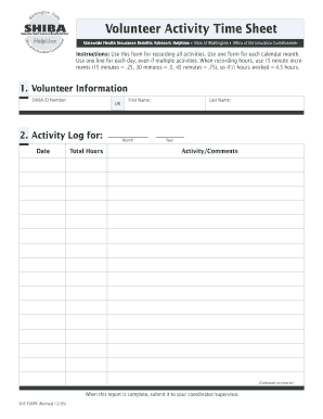 Volunteer Activity Time Sheet volunteer time sheet - insurance wa