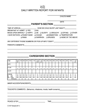 Daily Written Report for Infants