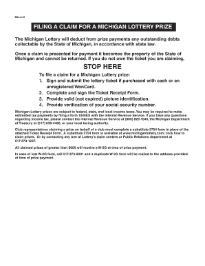 Michigan Lottery Prize Claim Form