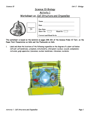 Science 10 Biology Worksheet