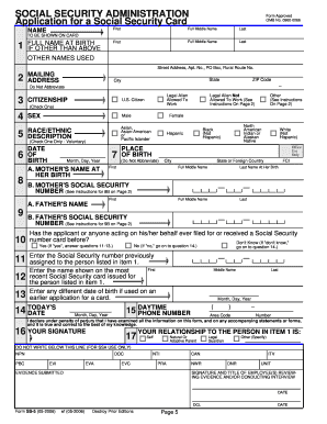 Social Security Card Application Form