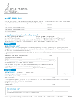 Account Change Card