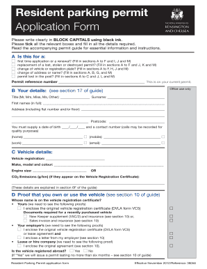 Resident Parking Permit Application Form
