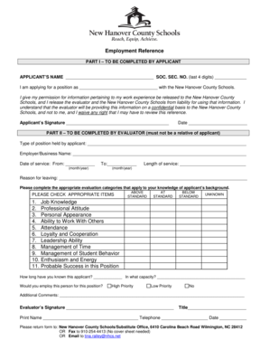 Employment Reference Form
