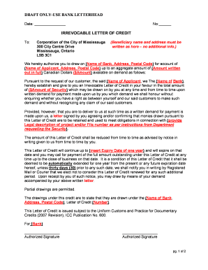 Irrevocable Letter of Credit