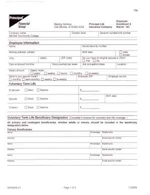 Principal Life Enrollment Waiver