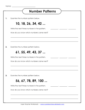 Number Pattern Worksheet