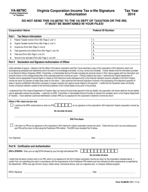 Virginia Corporation Income Tax e-file Signature Form