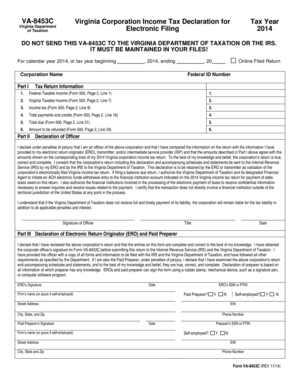 Virginia Corporation Income Tax Declaration