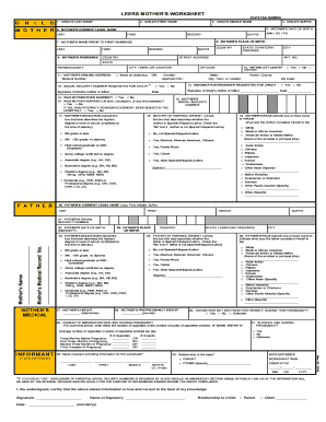Mother’s Worksheet