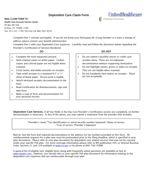 Dependent Care Claim Form