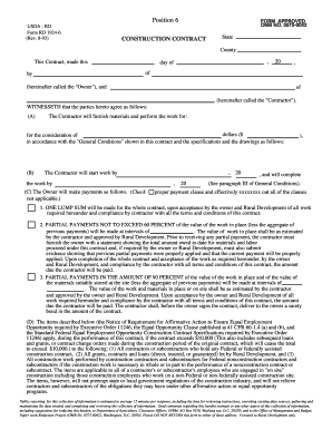 USDA Construction Contract Form RD 1924-6