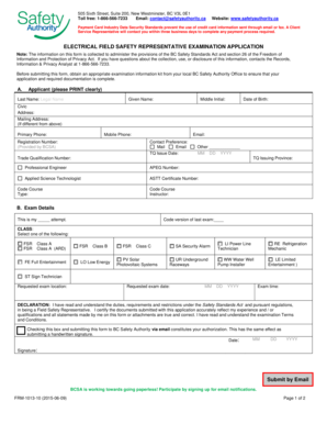 Electrical Field Safety Representative Exam Application