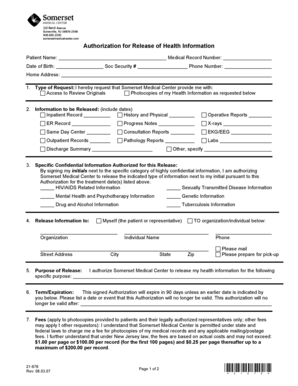 Authorization for Release of Health Information