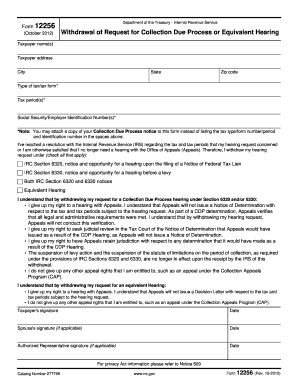 IRS Form 12256 Withdrawal Request
