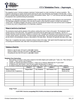 CCA Tabulation Form -- Impromptu