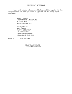 Certificate of Service