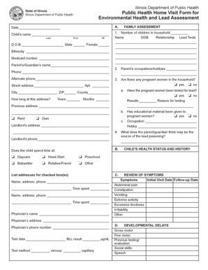 Illinois Lead Assessment Home Visit Form