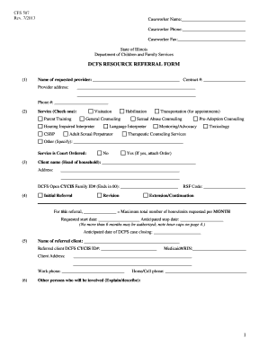 Illinois DCFS Resource Referral Form