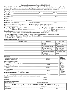 Project Information Form - Television