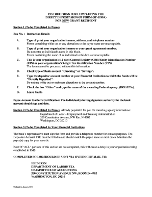 Direct Deposit Sign-Up Form SF-1199A